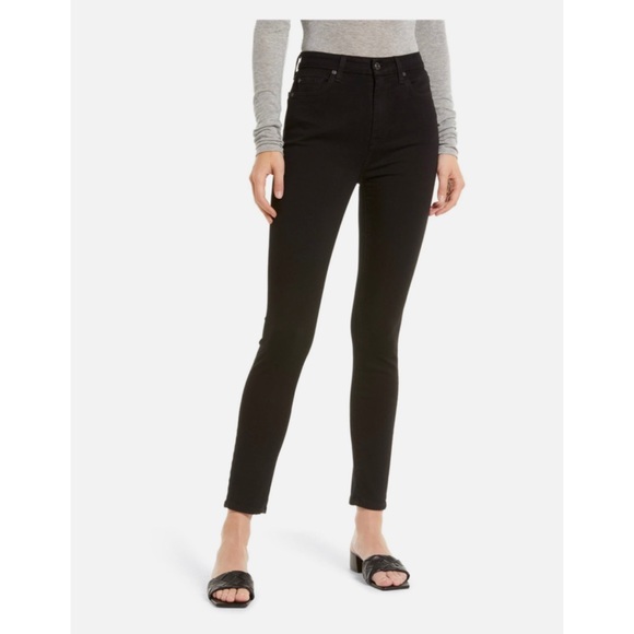 7 For All Mankind b(air) High Waist Ankle Skinny Jeans In Black - Picture 1 of 9